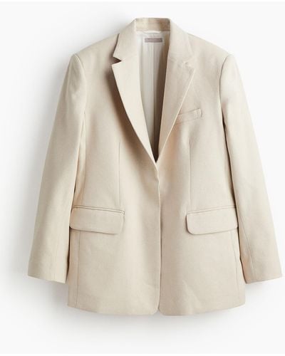 H&M Oversized linen-blend blazer - Natur