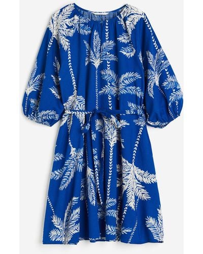 H&M Blusenkleid aus Leinenmix - Blau