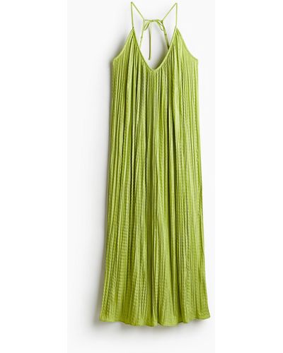 H&M Plissiertes Trägerkleid - Grün