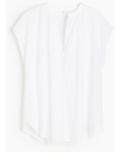 H&M Bluse mit Kappenärmeln - Weiß