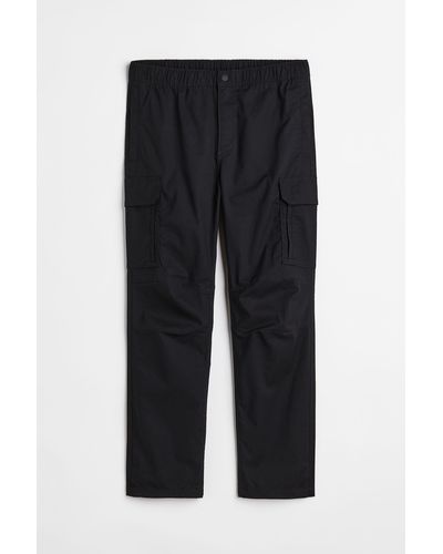 H&M Pantalon cargo Regular Fit en tissu ripstop - Noir