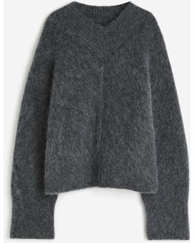 H&M Oversize-Pullover aus Mohairmix - Grau