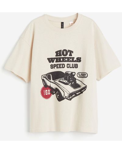 H&M Oversized T-shirt Met Print - Wit