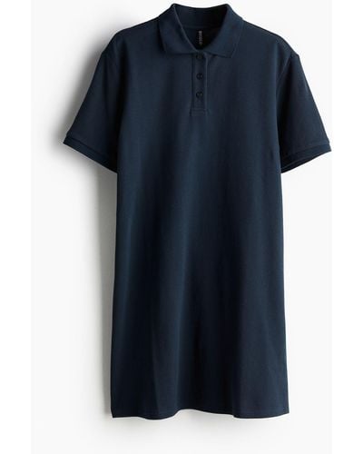 H&M Kleid aus Baumwollpikee mit Kragen - Schwarz