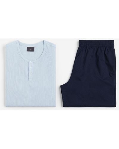 H&M Schlafshirt und Shorts - Blau