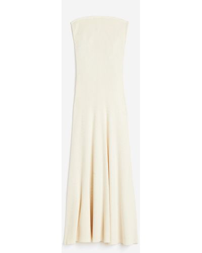 H&M Bandeau-Kleid aus Rippstrick - Weiß