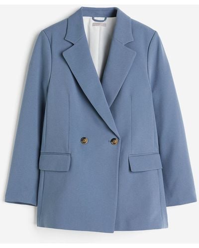 H&M Oversized Double-breasted Blazer - Blauw