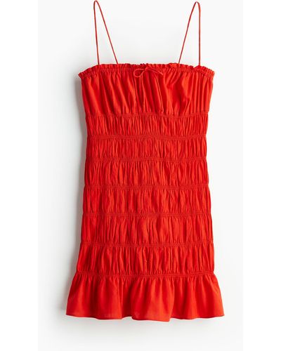 H&M Gesmoktes Bodycon-Kleid - Rot