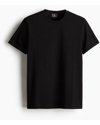 H&M T-Shirt aus Pima-Baumwolle Slim Fit - Schwarz