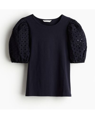 H&M Shirt mit Puffärmeln - Blau