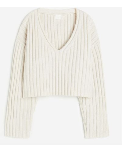 H&M Gerippter Pullover - Weiß