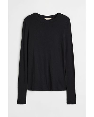 H&M Jerseyshirt aus Pima-Baumwolle - Schwarz