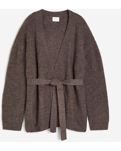 H&M Cardigan mit Bindegürtel - Braun