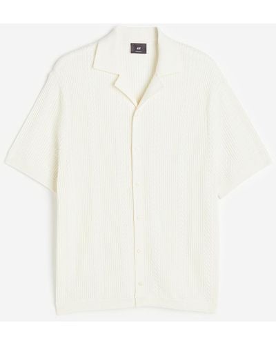 H&M Structuurgebreid Casual Overhemd - Wit