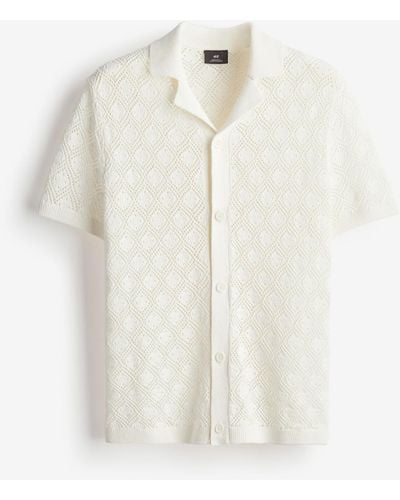H&M Casual Overhemd Met Gehaakte Look - Wit