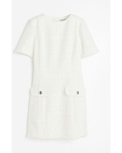 H&M Bouclé-Kleid - Weiß