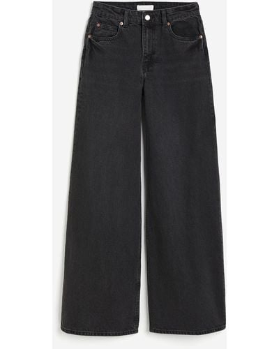H&M Wide High Jeans - Noir