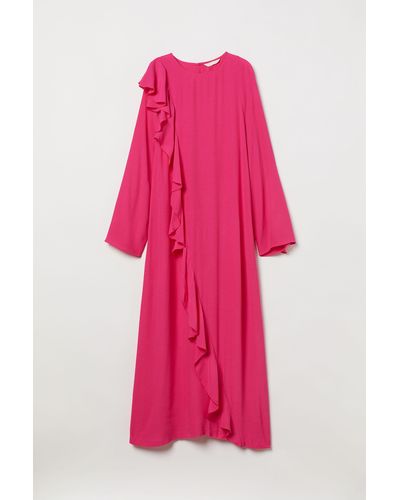 H&M Maxi-jurk Met Volant - Roze