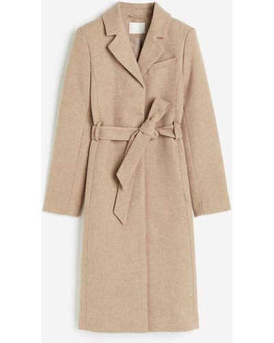 H&M Jas Met Strikceintuur - Naturel