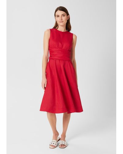 Hobbs Linen Twitchill Dress - Red