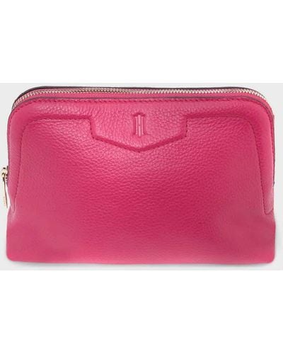Hobbs Margot Leather Small Make-up Bag - Pink
