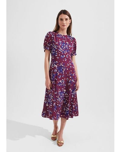 Hobbs Rochelle Floral Fit And Flare Dress - Purple