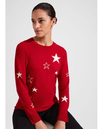 Hobbs Samira Wool Cashmere Star Sweater - Red