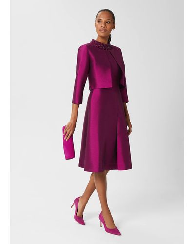 Hobbs Marcella Silk Blend Beaded Dress - Purple
