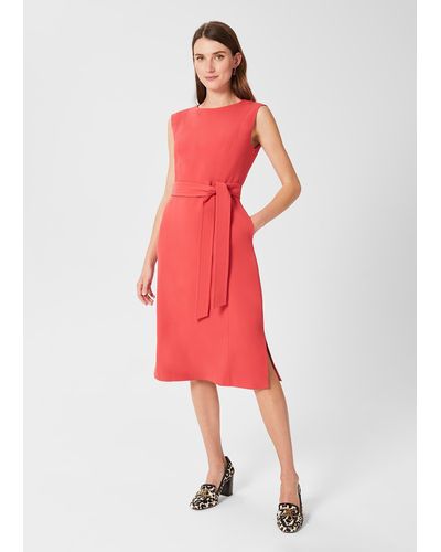 Hobbs Petite Fenella Belted Dress - Red