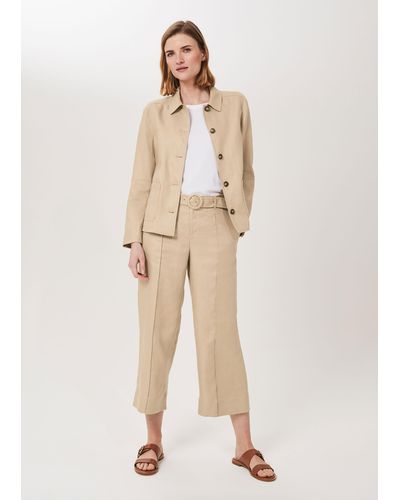 Hobbs Kiera Linen Belted Trousers - Natural
