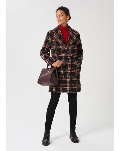 Hobbs Carmina Check Coat With Wool - Gray