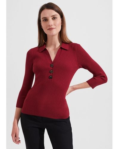 Hobbs Edie Knitted Shirt - Red