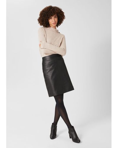 Hobbs Annalise A Line Leather Skirt - Black