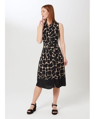 Hobbs Suzanna Animal Fit And Flare Dress - Black