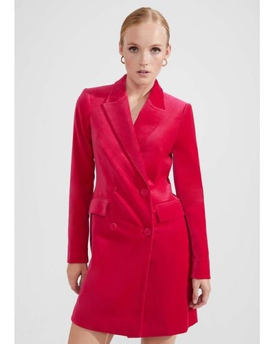 Hobbs Wren Velvet Blazer Dress - Red