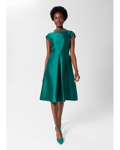 Hobbs Christie Silk Blend Dress - Green