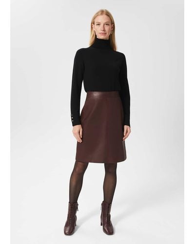 Hobbs Annalise Leather Skirt - Black