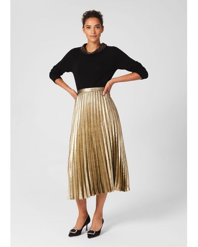 Hobbs Annabella Midi Pleated Skirt - Metallic