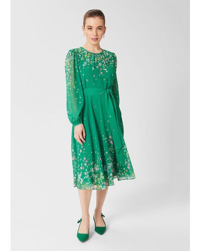 Hobbs Petite Maria Floral Dress - Green