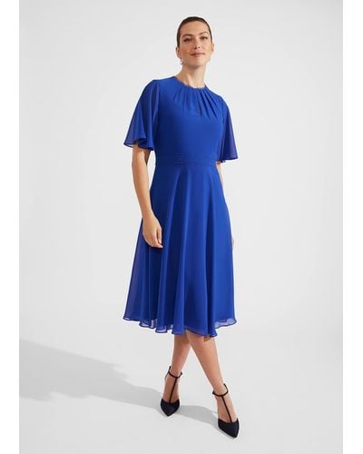 Hobbs Petite Samara Fit And Flare Dress - Blue