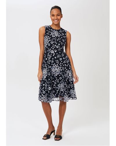 Hobbs Lilith Embroidered Floral Dress - Blue