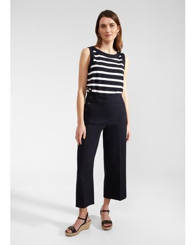 Hobbs Simone Crop Trousers With Cotton - Blue