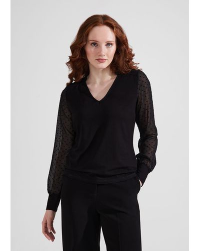 Hobbs Louisa Dobby Top - Black