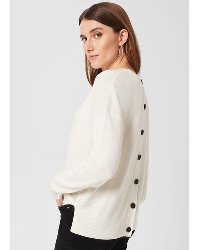 Hobbs Lydia Button Sweater With Cashmere - White