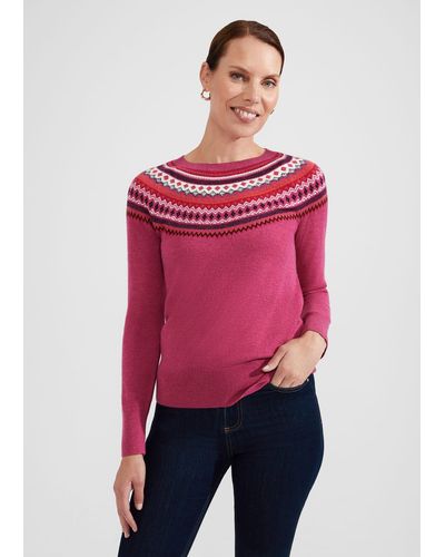 Hobbs Greta Fairisle Sweater With Cashmere - Red