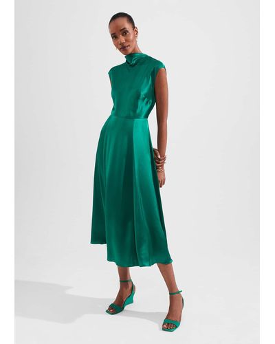 Hobbs Charlize Silk Dress - Green
