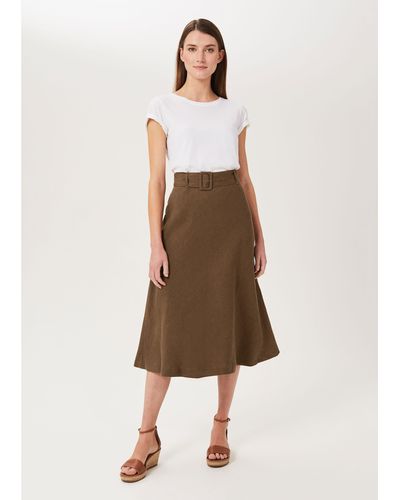 Hobbs Josephine Linen Skirt - Brown