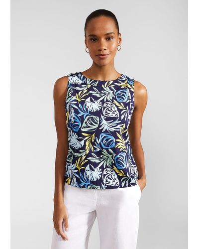 Hobbs Maddy Cotton Printed Top - Blue