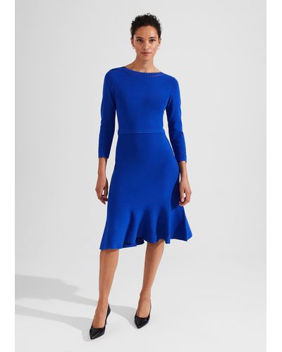 Hobbs Quinn Knitted Dress - Blue