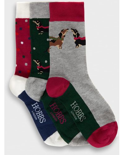 Hobbs Winter Dachshund Sock Set - Green